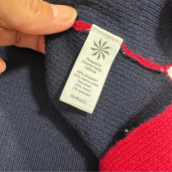 Athleta Switchback Sweater Merino Blend Blue Red Colorblock - Picture 5 of 8